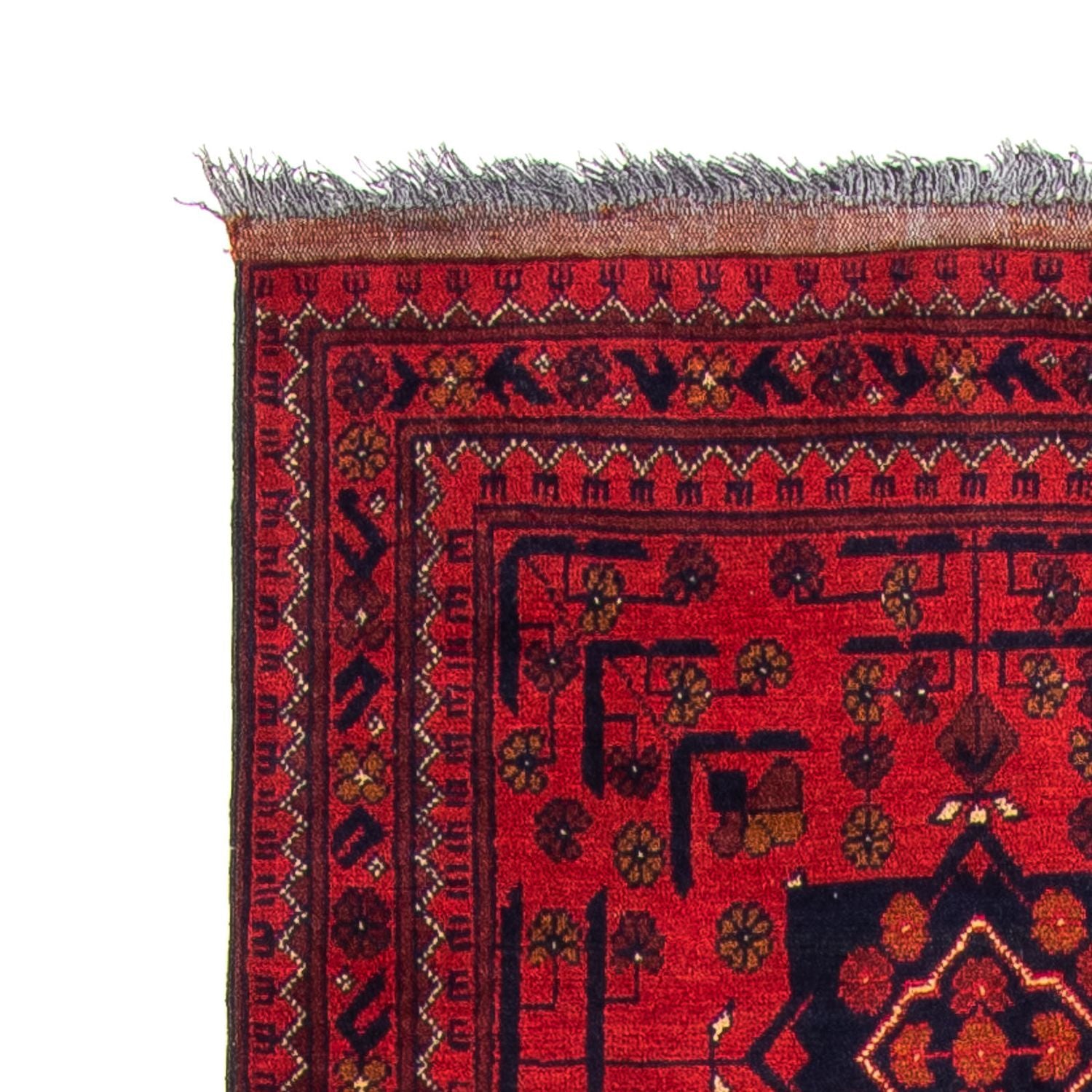 Løber Afghansk tæppe - Kunduz - 298 x 79 cm - mørkerød