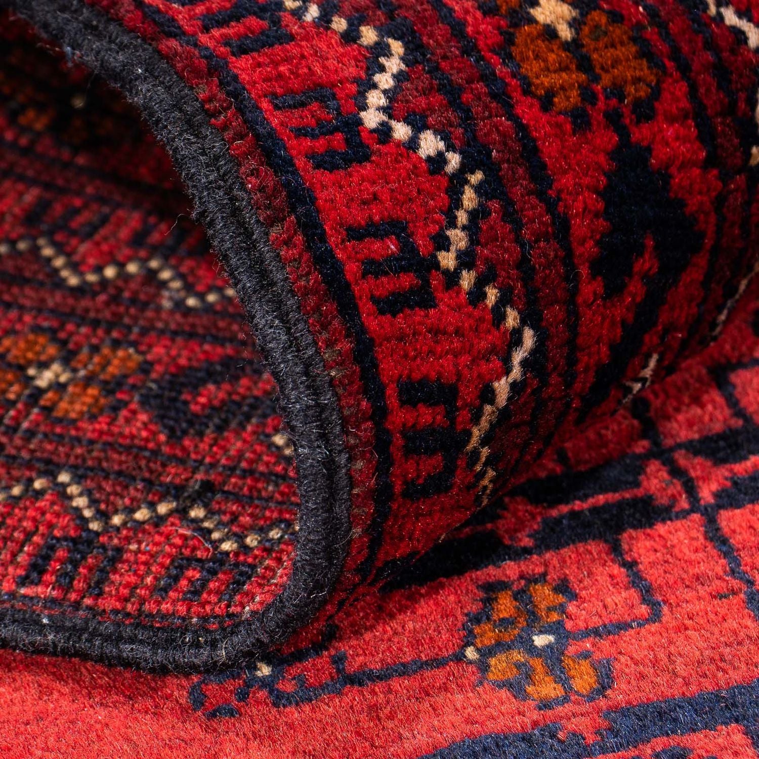 Løber Afghansk tæppe - Kunduz - 298 x 79 cm - mørkerød