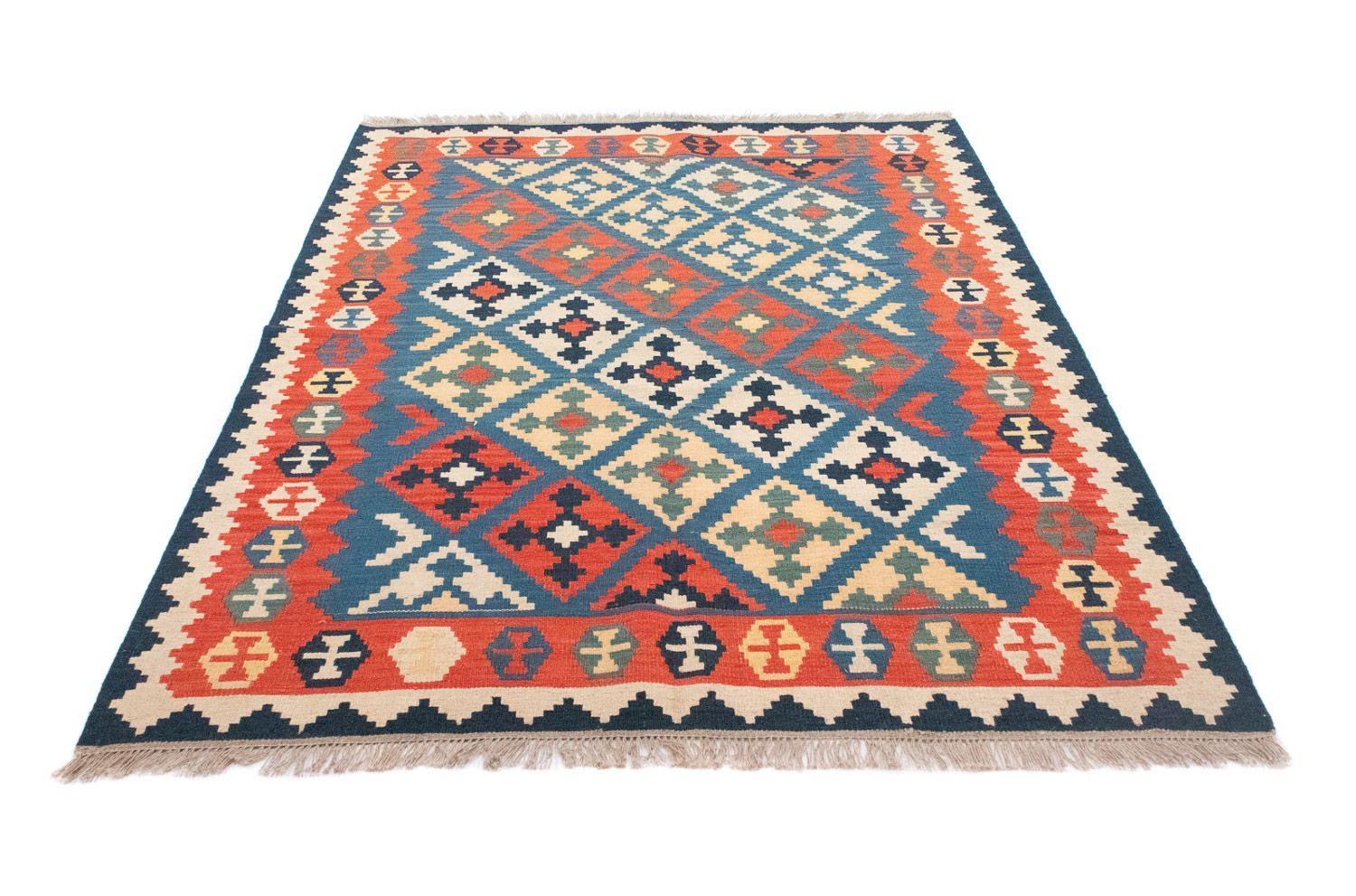 Kelim-tæppe - orientalsk - 200 x 155 cm - blå