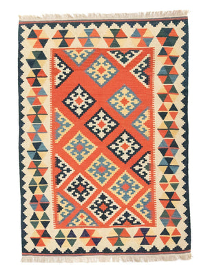 Kelim-tæppe - orientalsk - 203 x 143 cm - orange