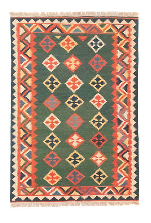 Kelim-tæppe - orientalsk - 217 x 148 cm - grøn