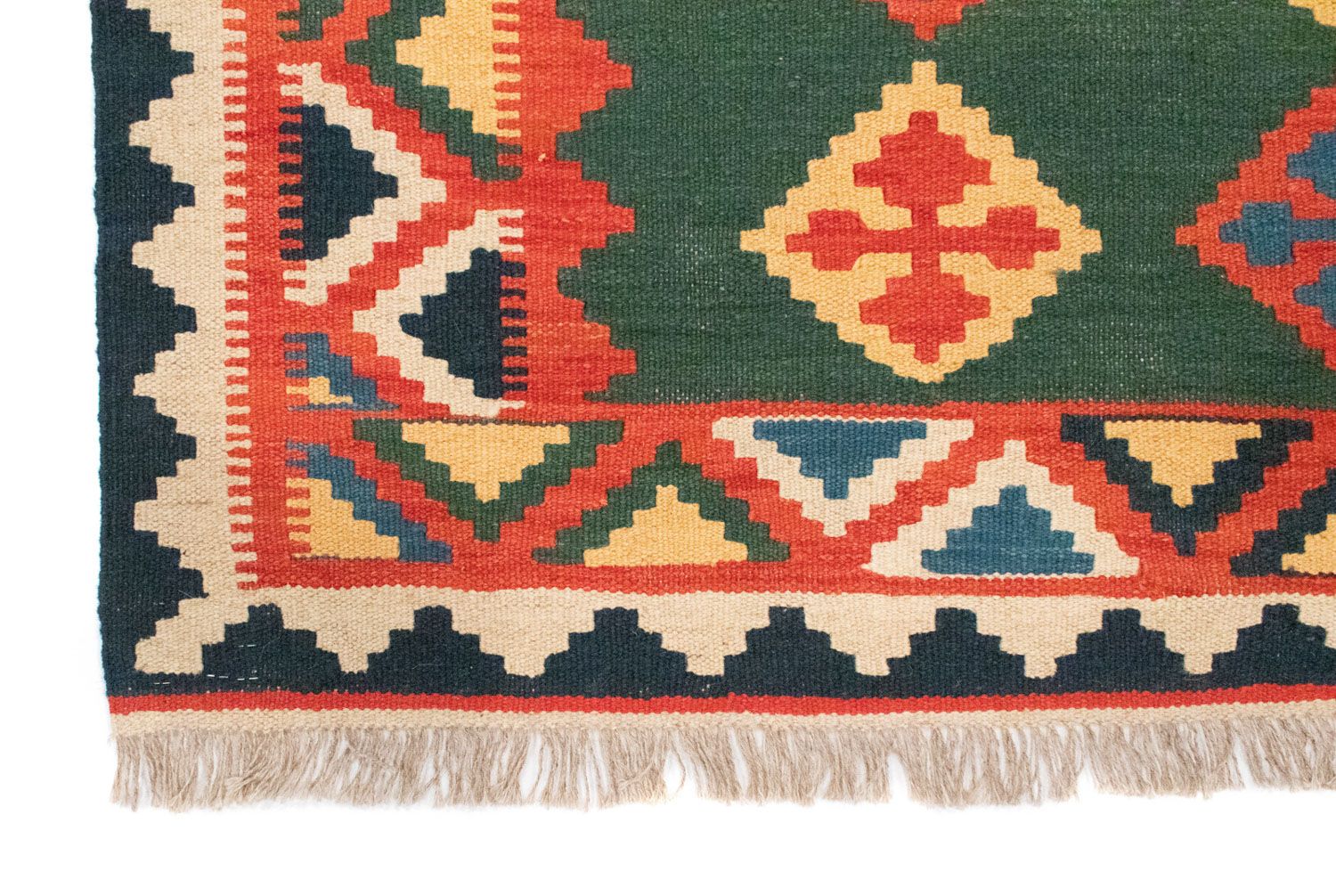 Kelim-tæppe - orientalsk - 217 x 148 cm - grøn