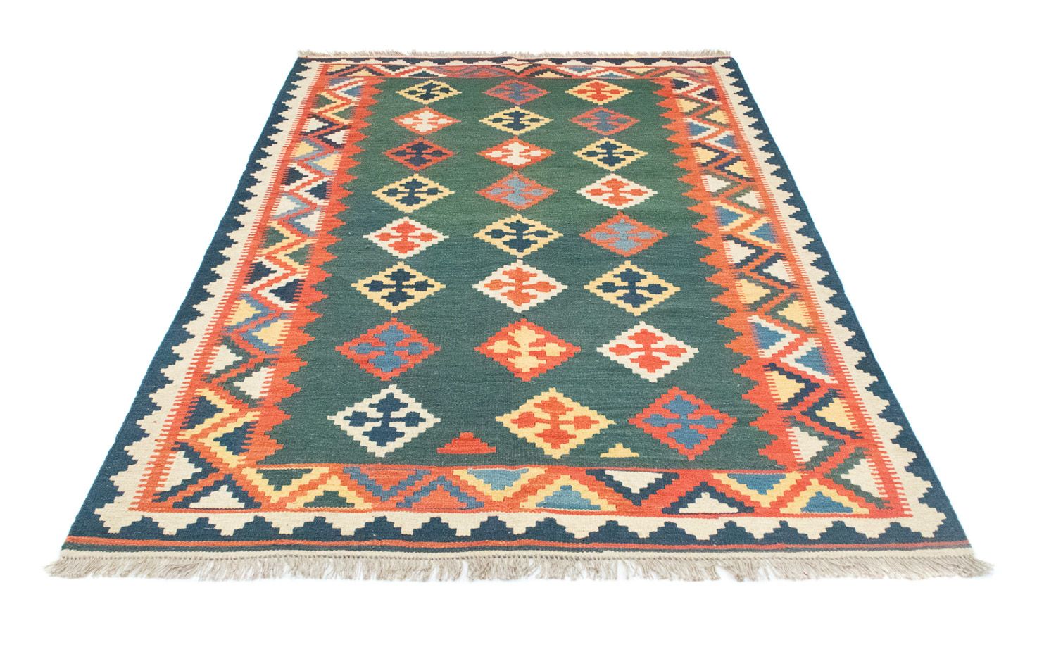 Kelim-tæppe - orientalsk - 217 x 148 cm - grøn