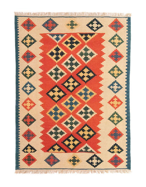 Kelim-tæppe - orientalsk - 200 x 148 cm - orange