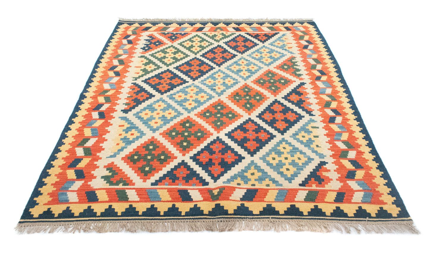 Kelim-tæppe - orientalsk - 205 x 157 cm - orange