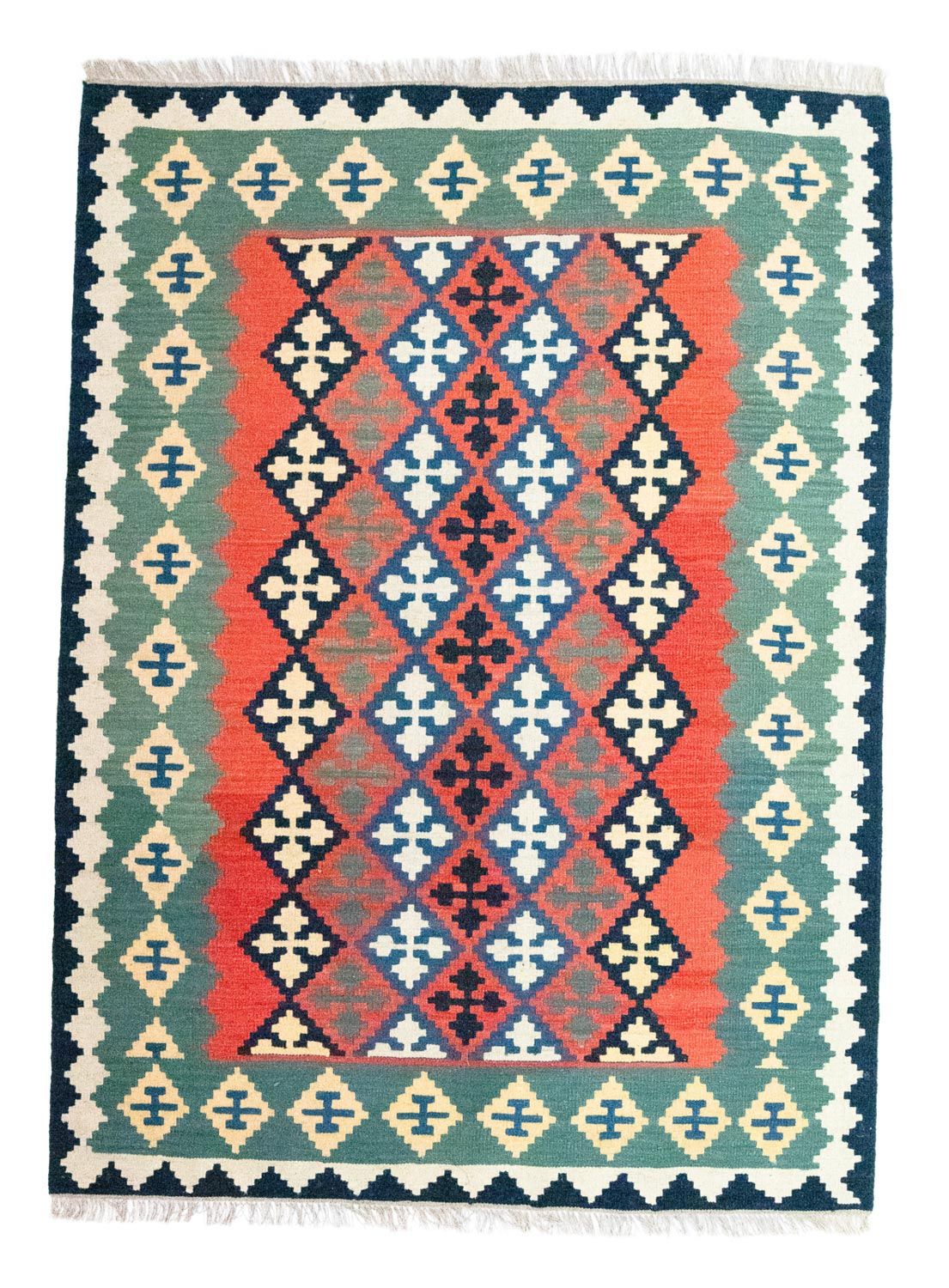 Kelim-tæppe - orientalsk - 202 x 150 cm - orange