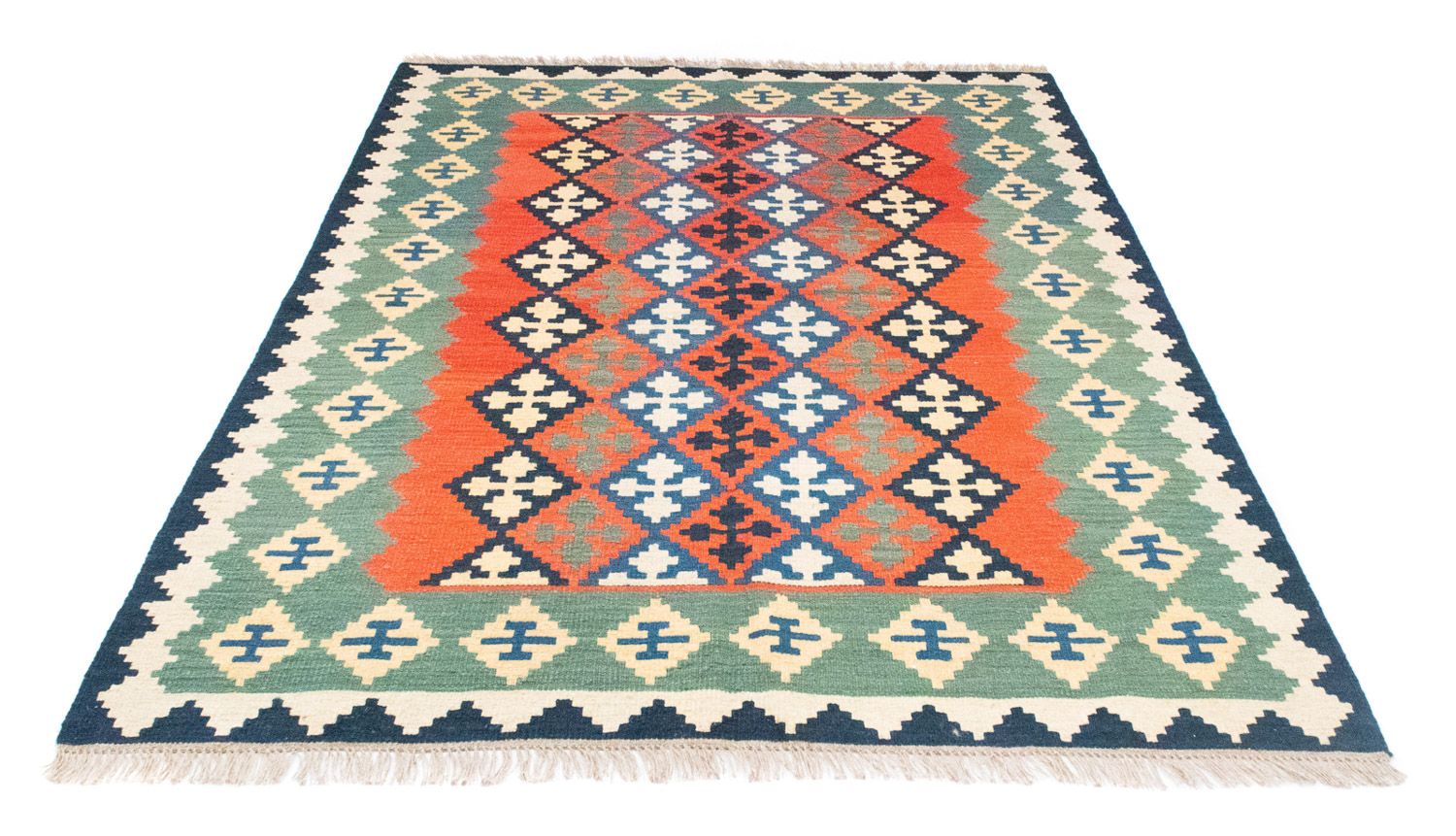 Kelim-tæppe - orientalsk - 202 x 150 cm - orange