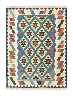 Kelim-tæppe - orientalsk - 205 x 156 cm - blå