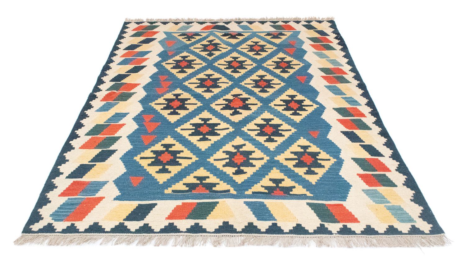 Kelim-tæppe - orientalsk - 205 x 156 cm - blå