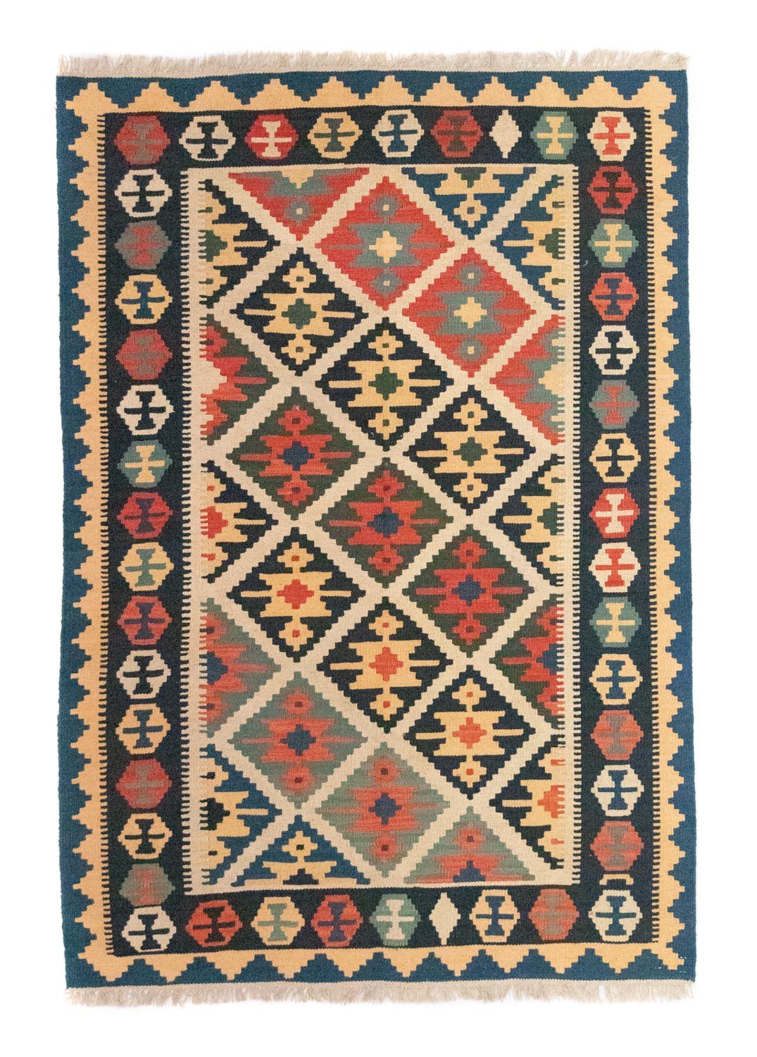 Kelim-tæppe - orientalsk - 187 x 126 cm - blå