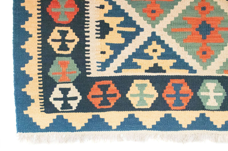 Kelim-tæppe - orientalsk - 187 x 126 cm - blå