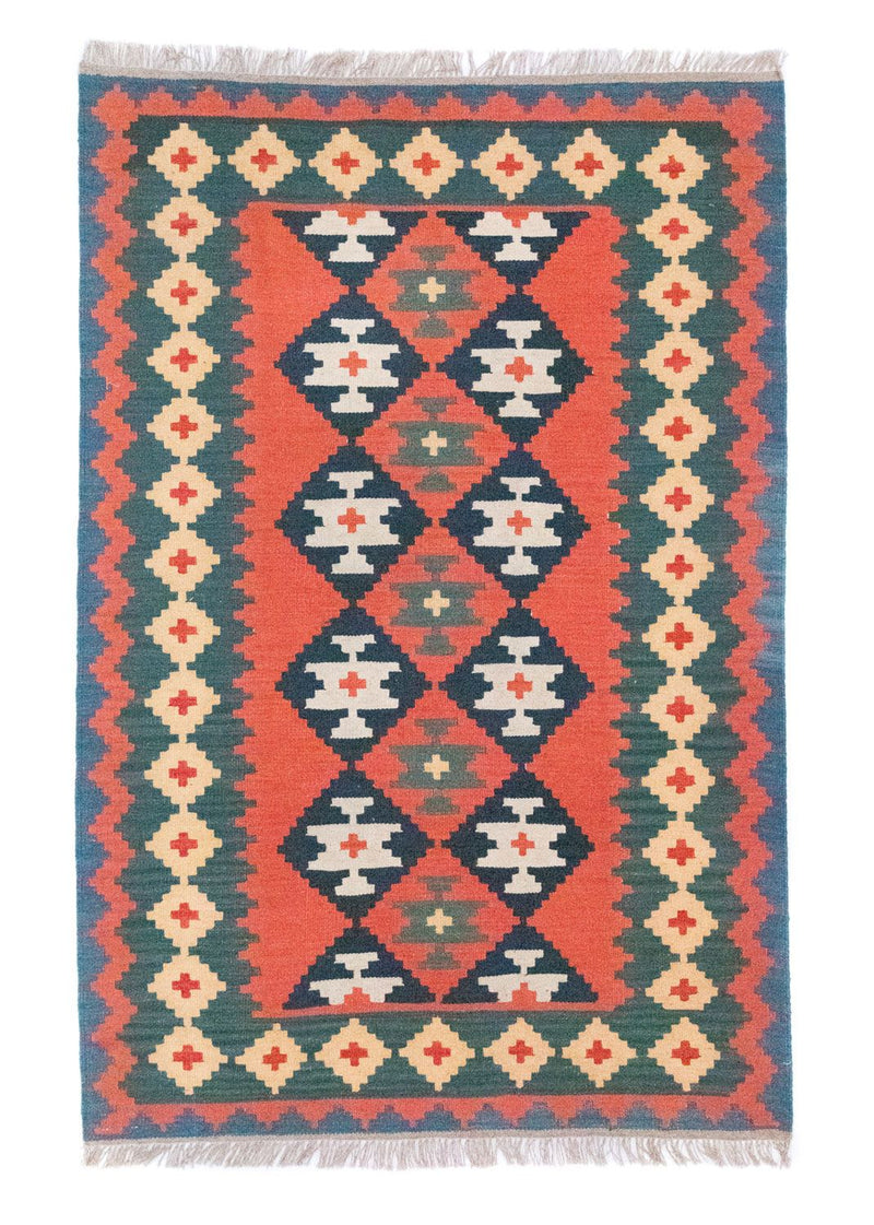Kelim-tæppe - orientalsk - 184 x 120 cm - orange