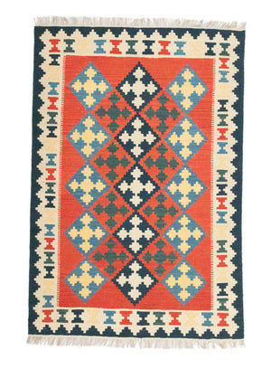 Kelim-tæppe - orientalsk - 176 x 125 cm - orange