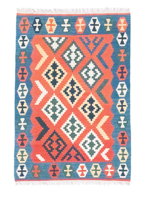 Kelim-tæppe - orientalsk - 181 x 126 cm - orange