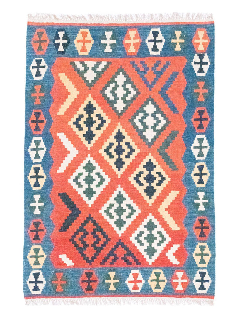 Kelim-tæppe - orientalsk - 181 x 126 cm - orange