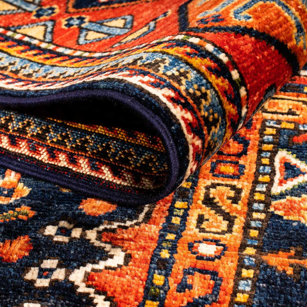 Afghansk tæppe - 244 x 170 cm - mørkeblå