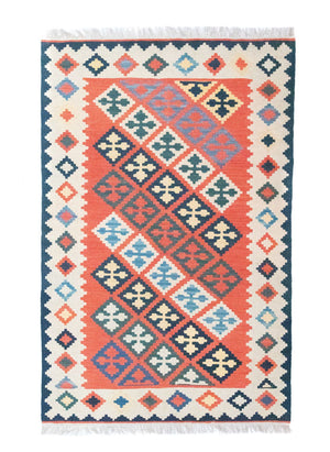 Kelim-tæppe - orientalsk - 186 x 120 cm - orange