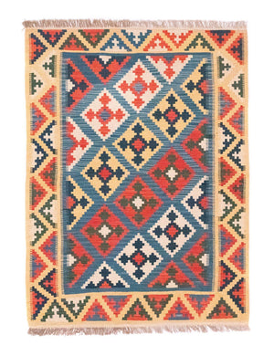 Kelim-tæppe - orientalsk - 168 x 128 cm - blå