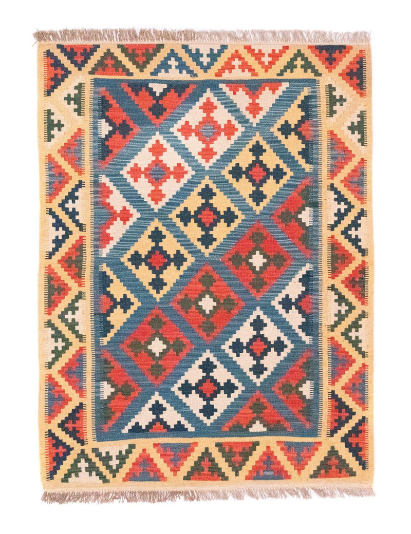 Kelim-tæppe - orientalsk - 168 x 128 cm - blå