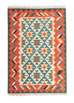 Kelim-tæppe - orientalsk - 180 x 123 cm - orange