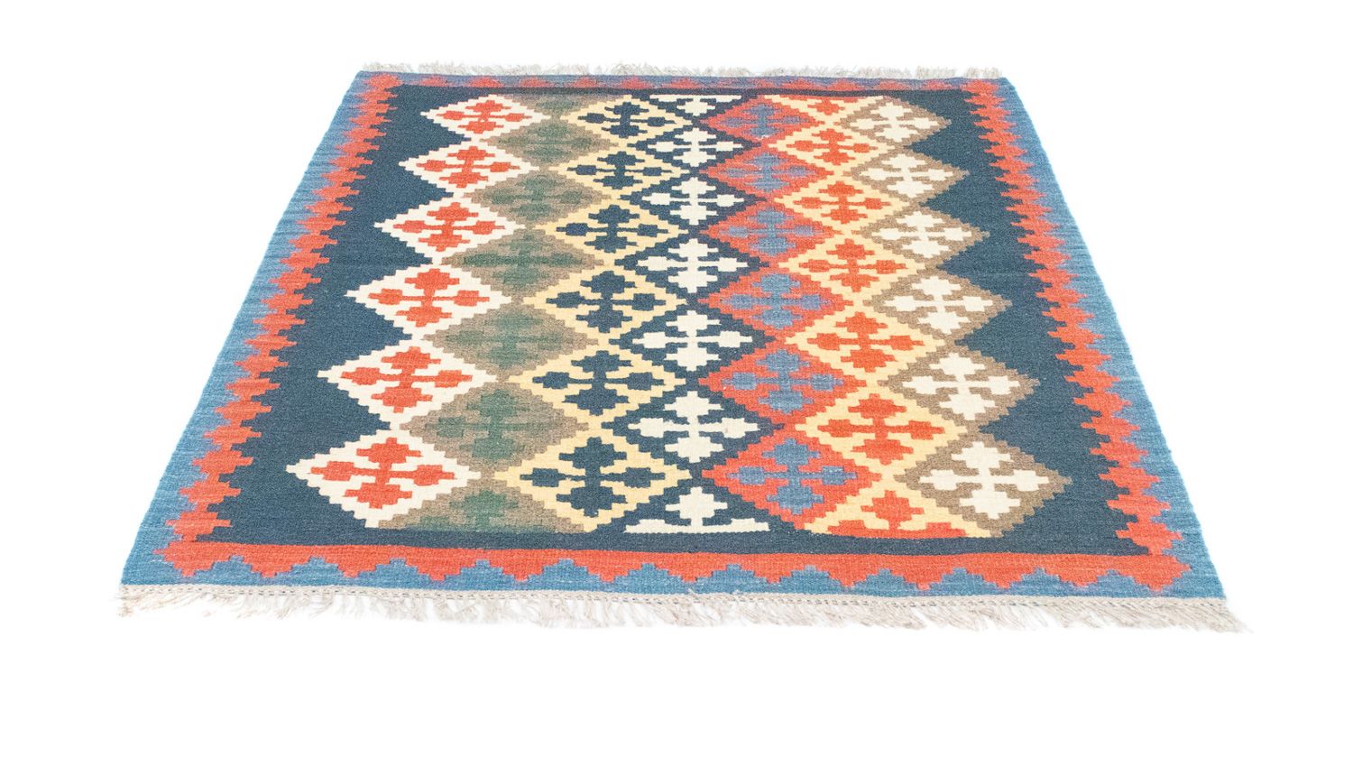 Kelim-tæppe - orientalsk - 144 x 110 cm - blå