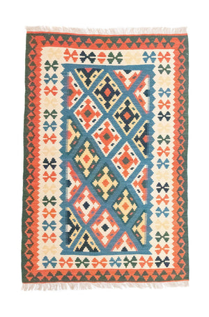 Kelim-tæppe - orientalsk - 153 x 100 cm - blå