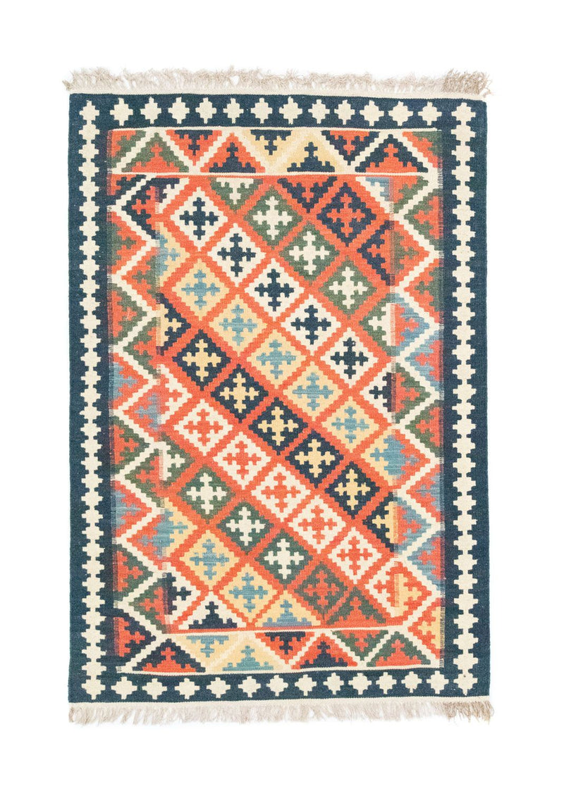 Kelim-tæppe - orientalsk - 144 x 110 cm - orange
