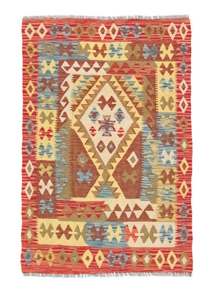 Kelim-tæppe - orientalsk - 141 x 97 cm - orange