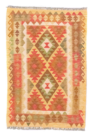 Kelim-tæppe - orientalsk - 148 x 98 cm - orange