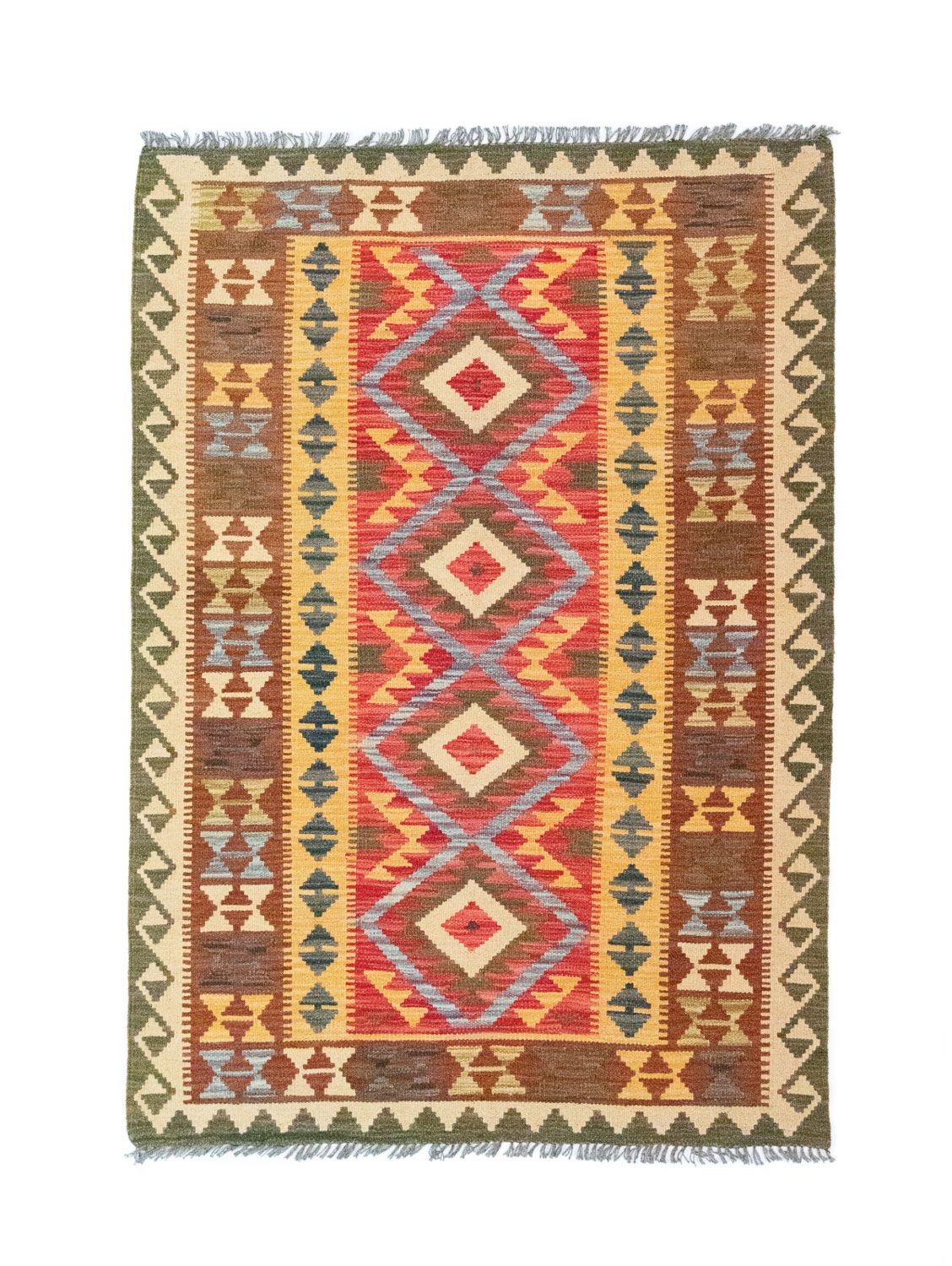 Kelim-tæppe - orientalsk - 154 x 107 cm - grøn