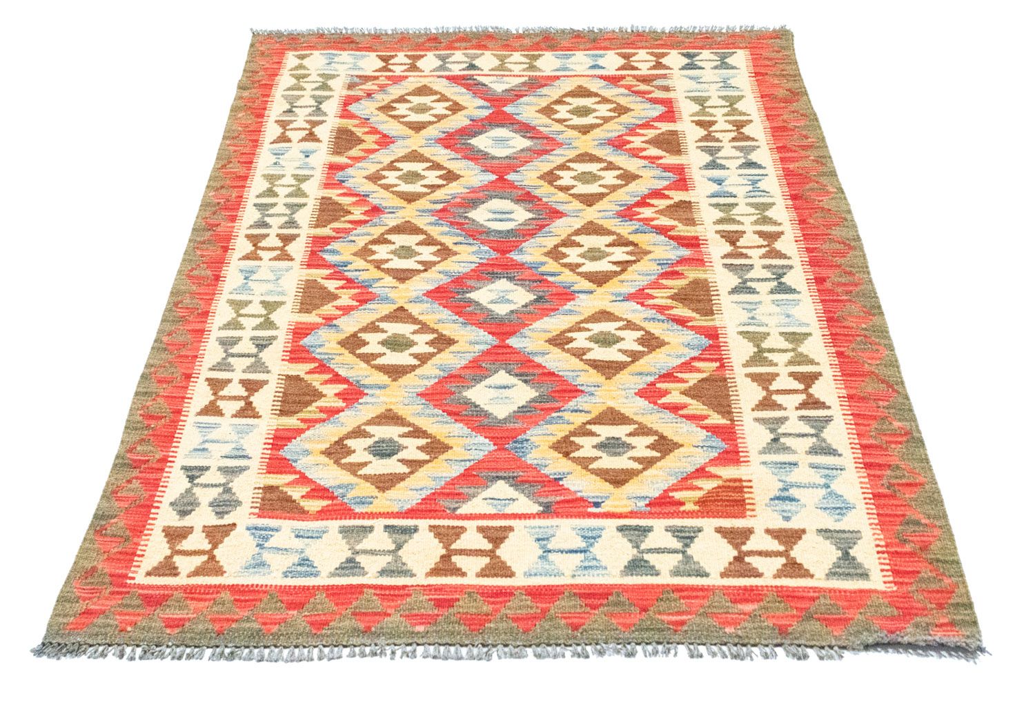 Kelim-tæppe - orientalsk - 141 x 102 cm - orange