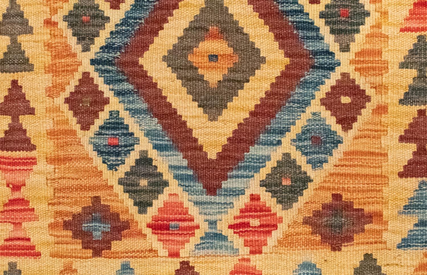 Kelim-tæppe - orientalsk - 127 x 86 cm - gul