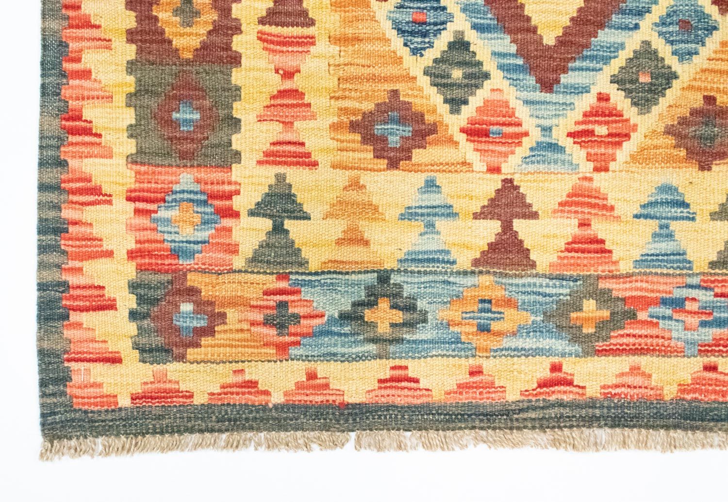 Kelim-tæppe - orientalsk - 127 x 86 cm - gul
