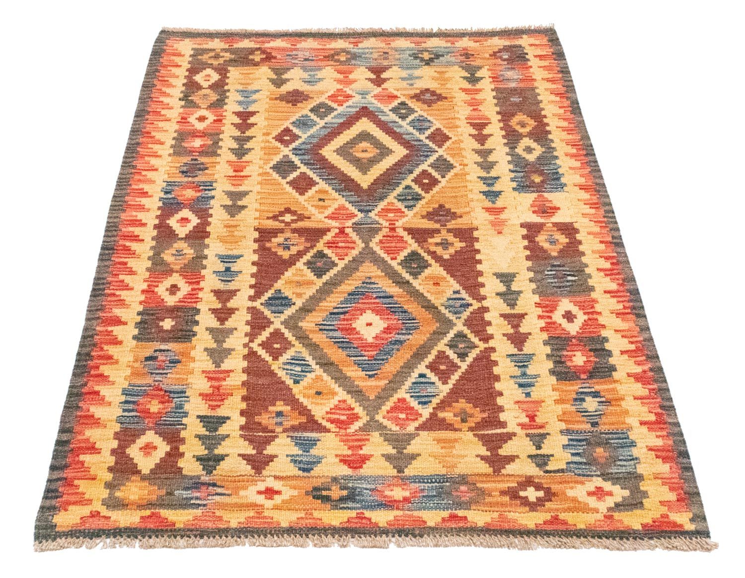 Kelim-tæppe - orientalsk - 127 x 86 cm - gul