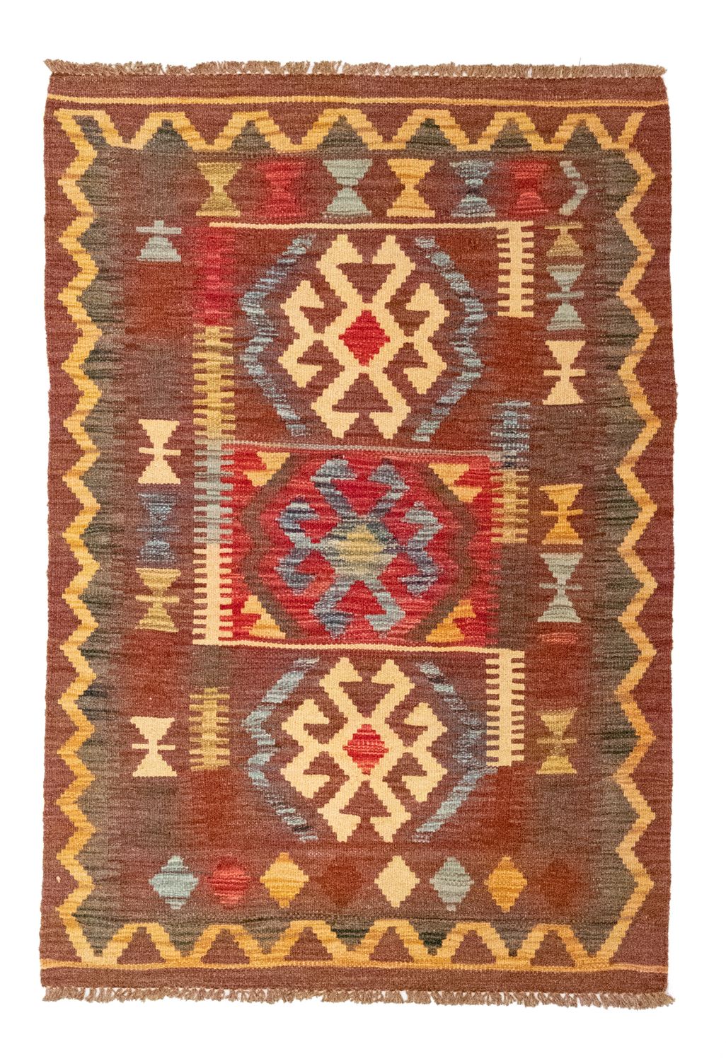 Kelim-tæppe - orientalsk - 125 x 86 cm - brun
