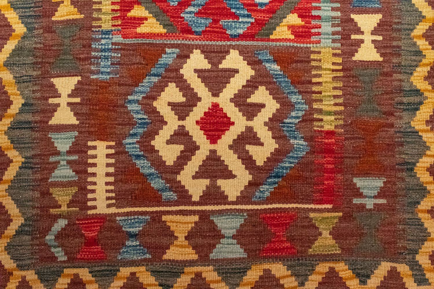 Kelim-tæppe - orientalsk - 125 x 86 cm - brun