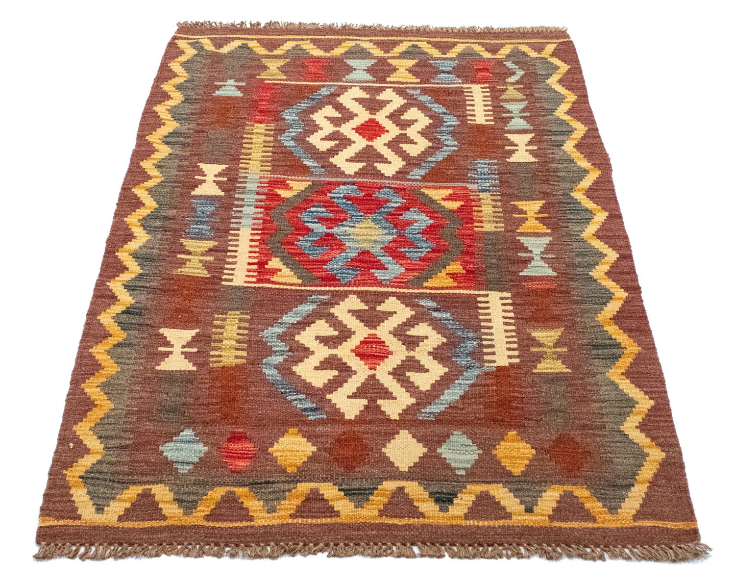 Kelim-tæppe - orientalsk - 125 x 86 cm - brun