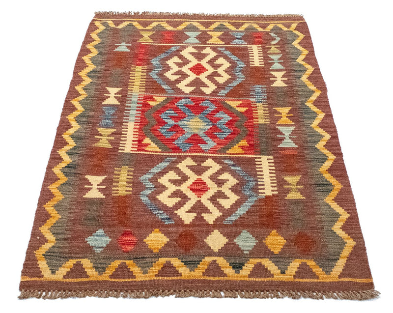 Kelim-tæppe - orientalsk - 125 x 86 cm - brun