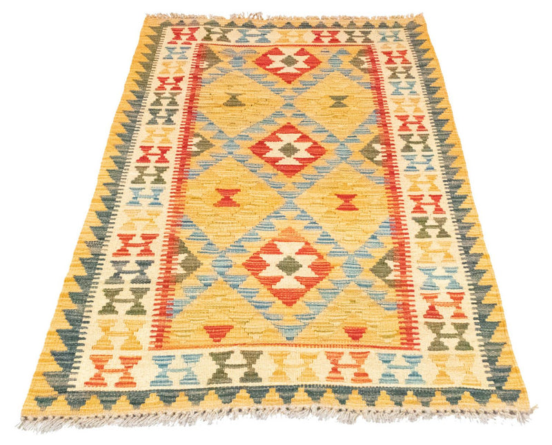 Kelim-tæppe - orientalsk - 131 x 82 cm - gul
