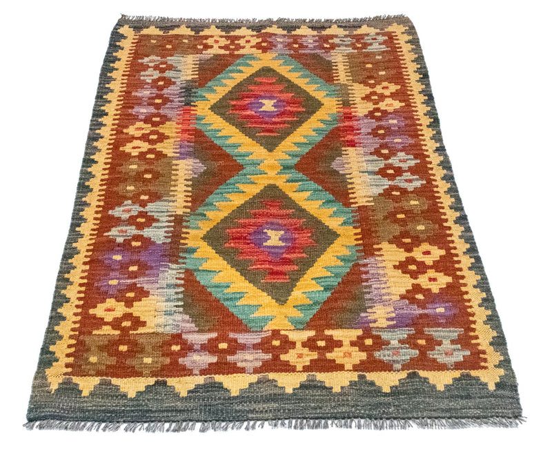 Kelim-tæppe - orientalsk - 123 x 80 cm - brun
