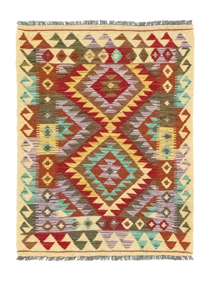 Kelim-tæppe - orientalsk - 109 x 80 cm - flerfarvet