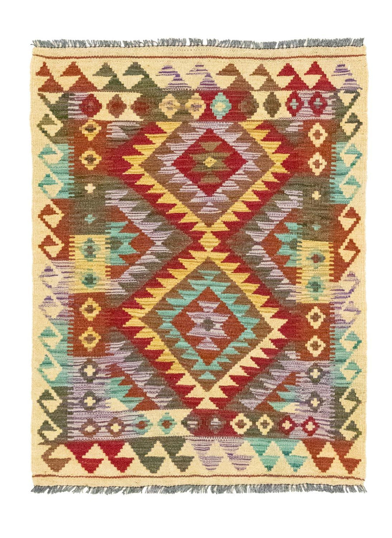 Kelim-tæppe - orientalsk - 109 x 80 cm - flerfarvet