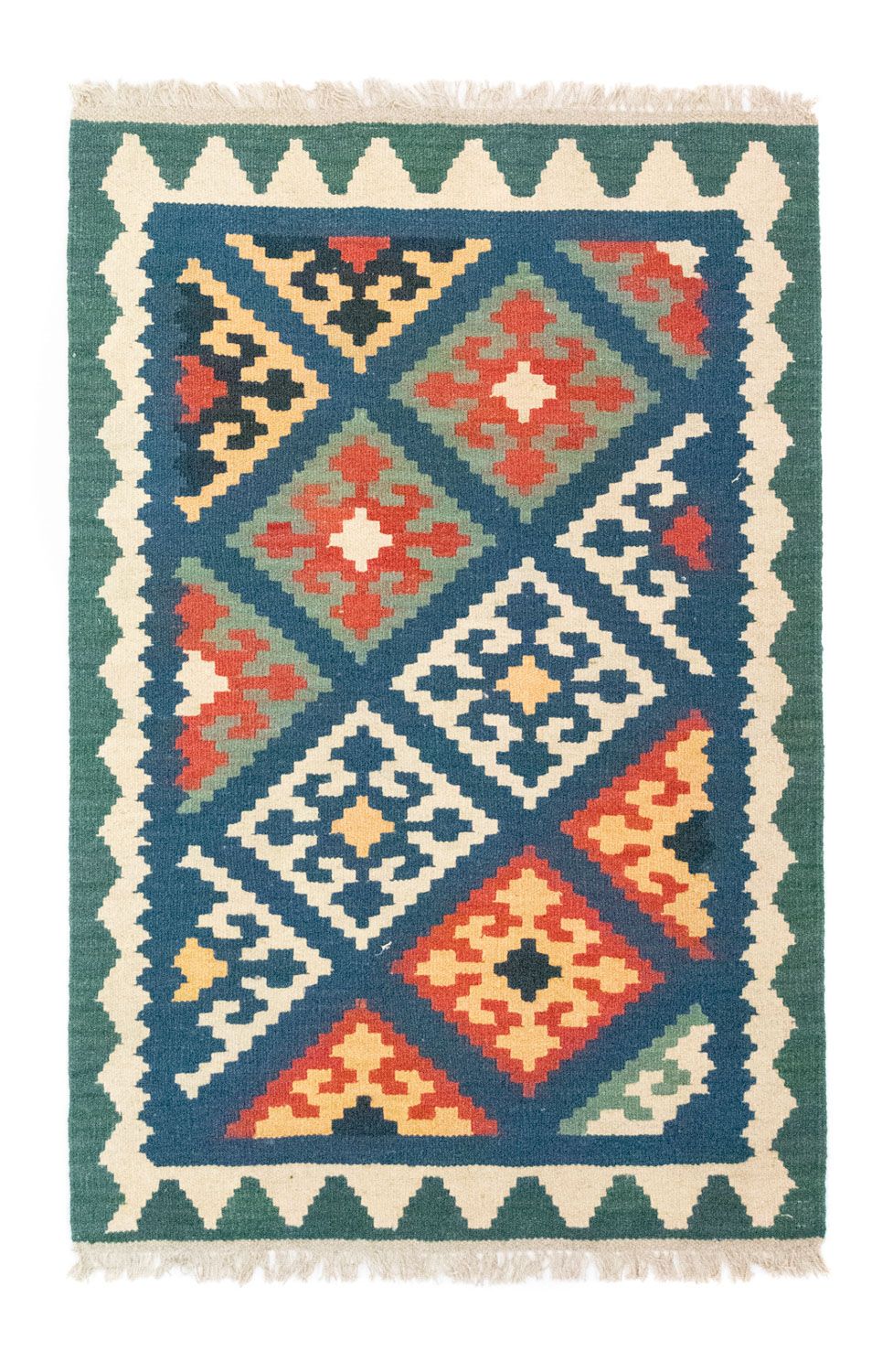 Kelim-tæppe - orientalsk - 123 x 84 cm - blå