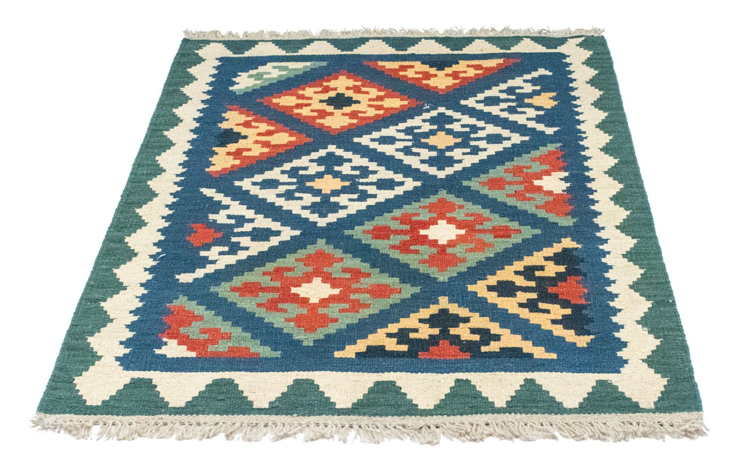 Kelim-tæppe - orientalsk - 123 x 84 cm - blå
