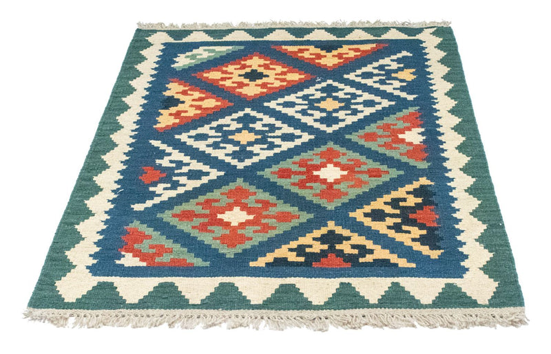 Kelim-tæppe - orientalsk - 123 x 84 cm - blå