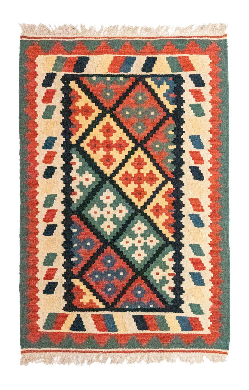 Kelim-tæppe - orientalsk - 123 x 82 cm - blå