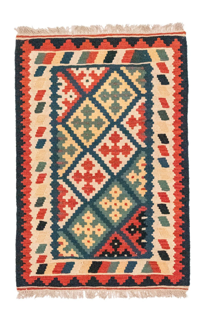 Kelim-tæppe - orientalsk - 126 x 83 cm - blå