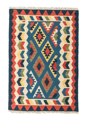 Kelim-tæppe - orientalsk - 121 x 80 cm - blå