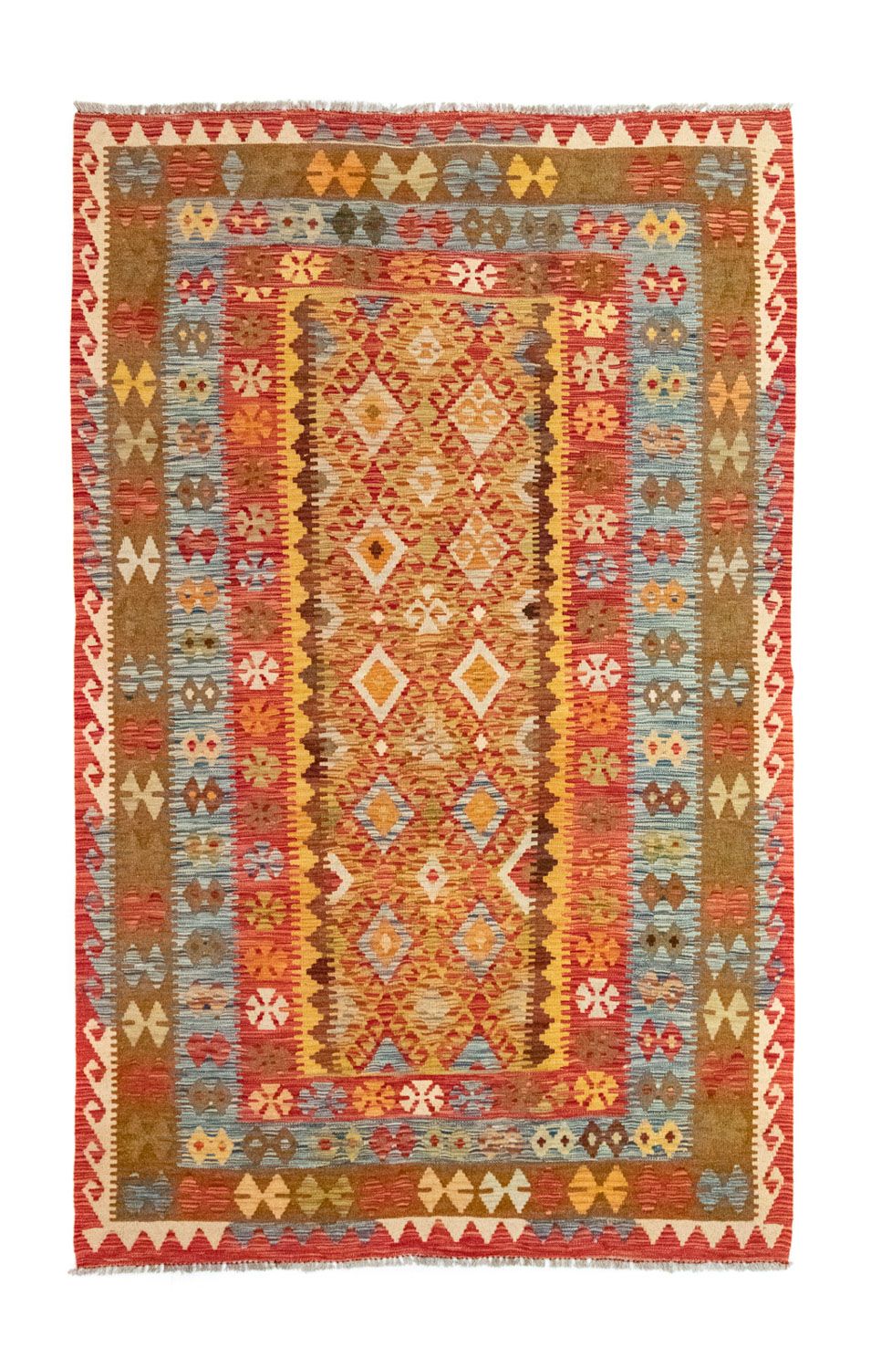 Kelim-tæppe - orientalsk - 252 x 162 cm - guld