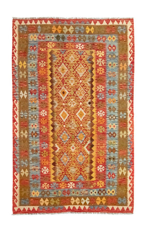Kelim-tæppe - orientalsk - 252 x 162 cm - guld